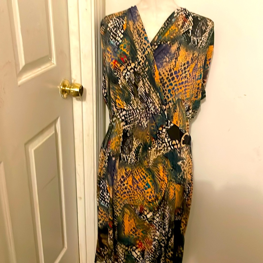 Chic Long Sleeve Animal Print Dress